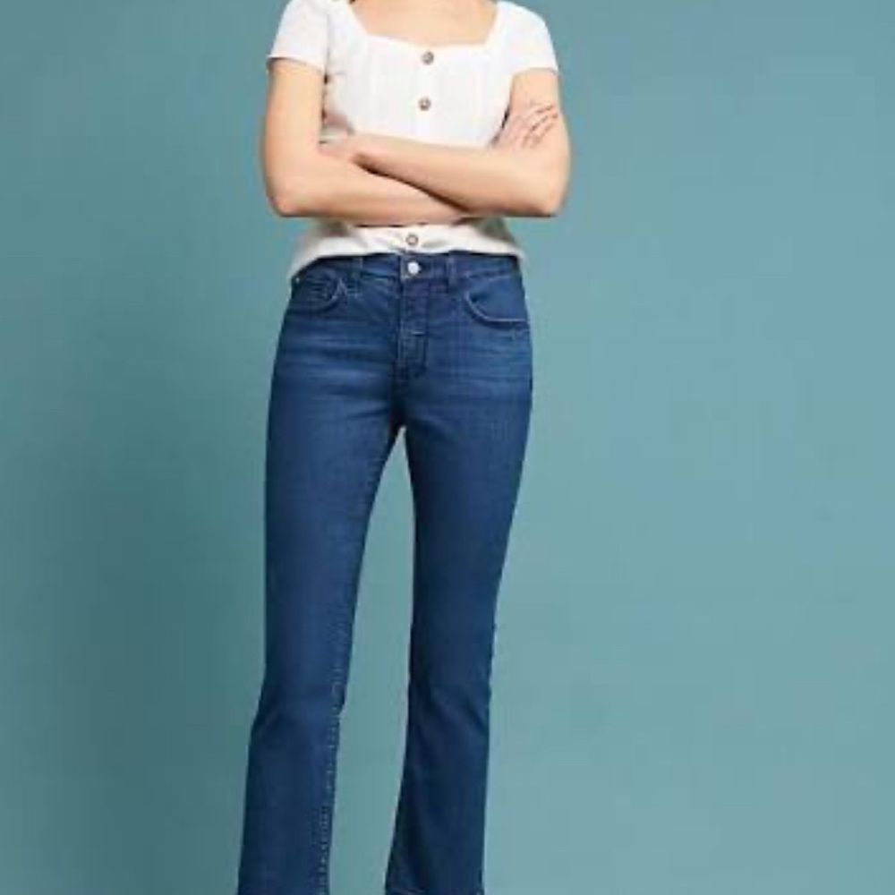 Anthropology Pilcro and the Letterpress Flare Jeans in Deep Blue Size 31